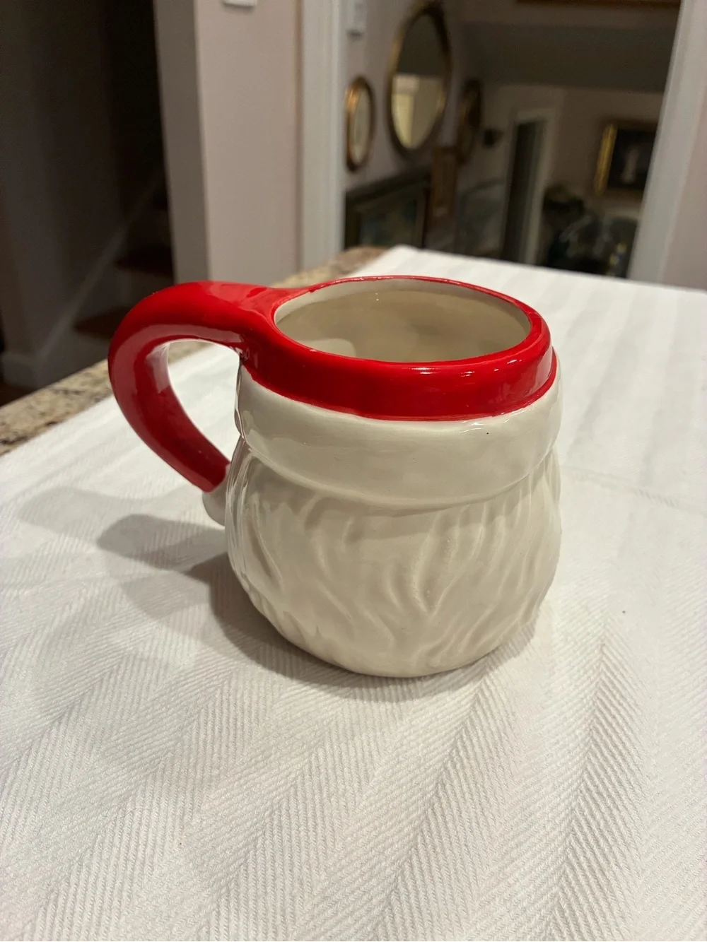 Christmas Santa Ceramic Mug in White and Red